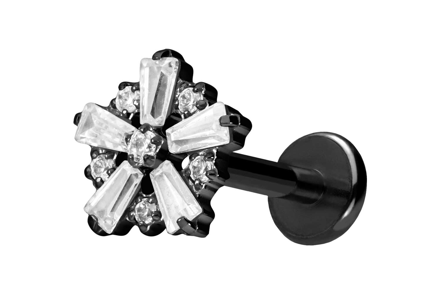 Titan Labret Piercing mit Push Fit SCHNEEFLOCKE